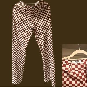 Hollister high-rise brown checkered flare pants